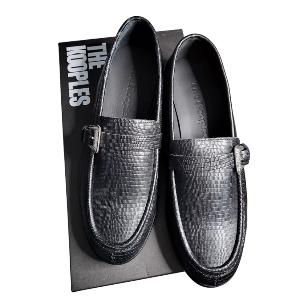 The Kooples‎ Black leather loafers with western buckle Size 37 (9.5) New